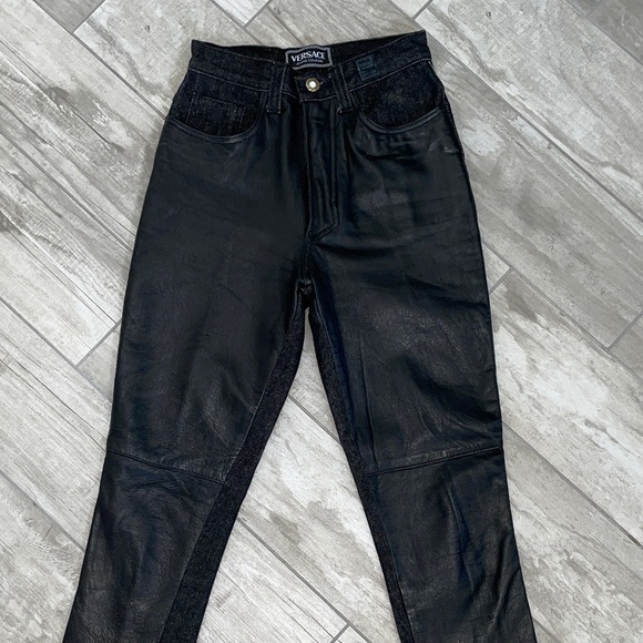 Versace Pants - Versace ,Vintage mint condition high rise leather